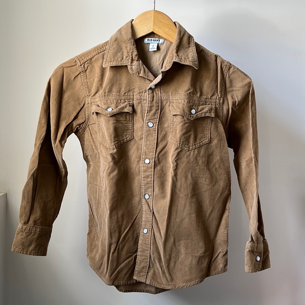 Old Navy Corduroy Button Front Shirt Size M Beige